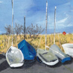 Laid Up, Elie - Acrylic on board Image Size : 20.5cm x 20.5cm Framed Size : 29cm x 29cm Framed in a white St...