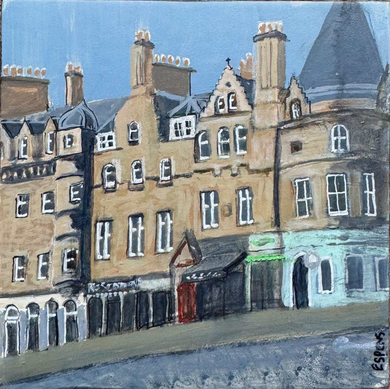 Cockburn Street Edinburgh - Mini Series Image Size : 5"x5" Acrylic on wooden cradled panel unframed