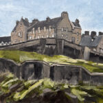 Edinburgh Castle - Image Size : 20.5cm x 20.5cm Framed in white St Ives style frame Size : 29cm x 29cm Mixed Media...