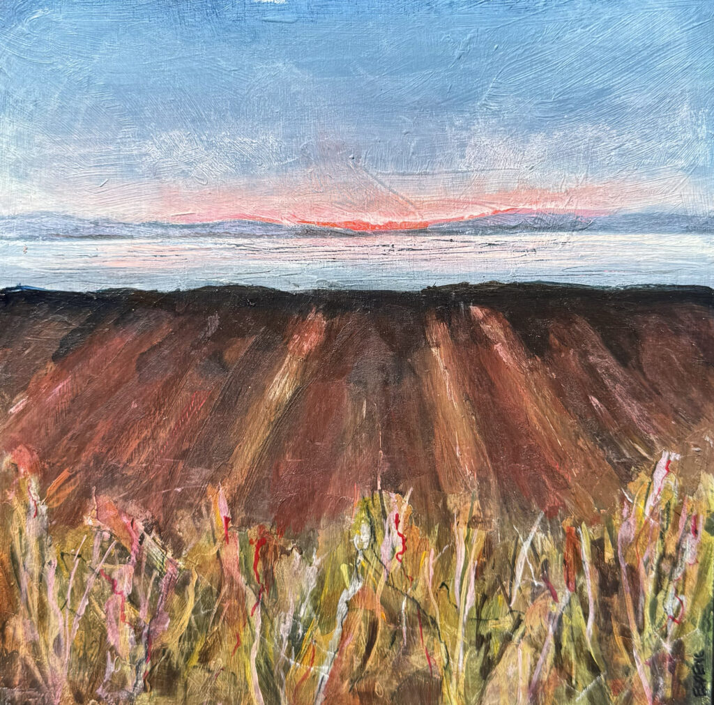 Evening Glow - Image Size : 20.5cm x 20.5cm Framed in white St Ives style frame Framed Size : 29cm x 29cm Mixed...