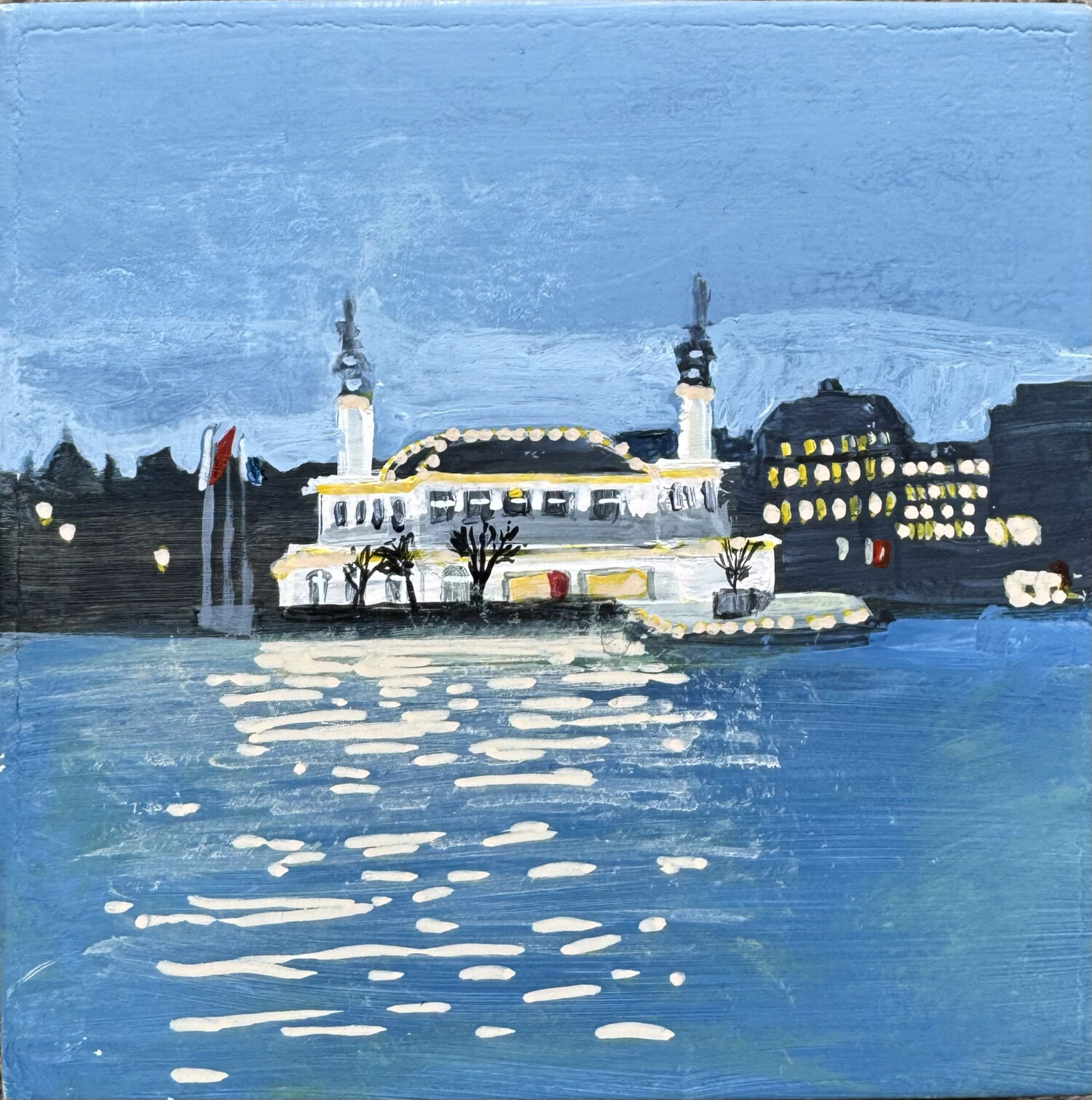 Lake Pavillion, Copenhagen - Mini Series Image Size : 5"x5" Mixed Media on wooden cradled panel unframed