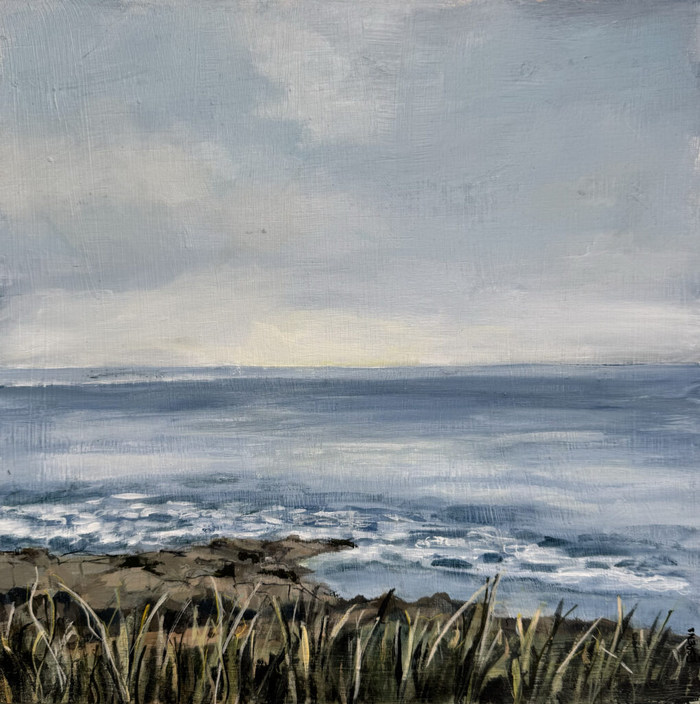 Out to Sea - Acrylic on Board Image Size : 30cm x 30cm Framed Size : 39.5cm x 39.5cm Framed in a white St...