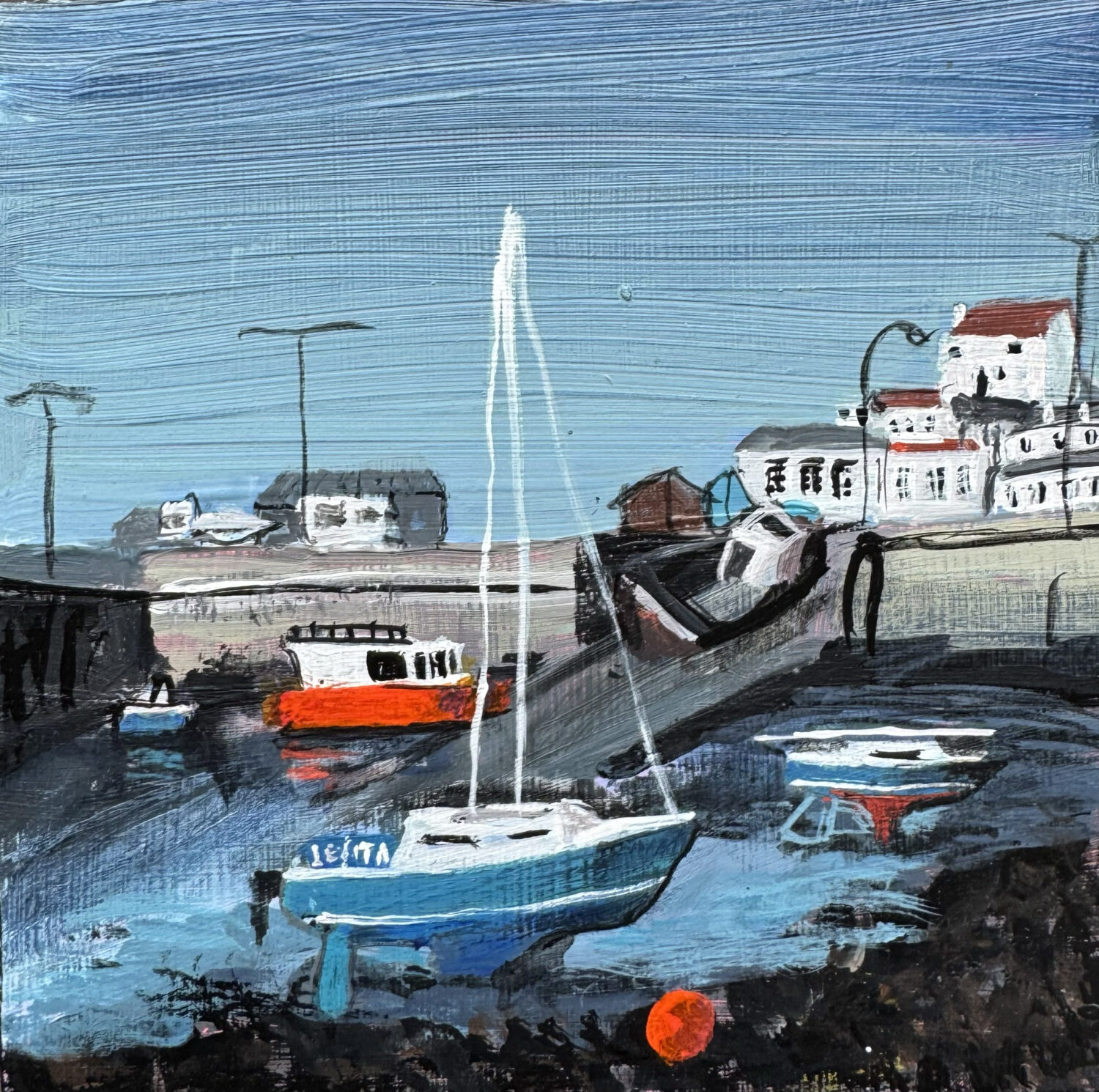 West End St Monans - Mini Series Image Size : 5"x5" Acrylic on wooden cradled panel unframed