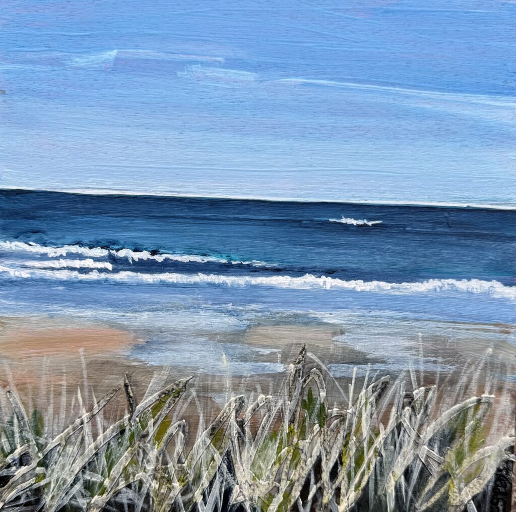 Winter Walk - Medium : Mixed Media Framed : White St Ives style frame Image  Size: 30cm x 30cm  