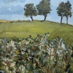 Hedgerow and Trees - Medium : Mixed media on board Image size : 21cm x 30cm Unframed Frame - thin white frame    