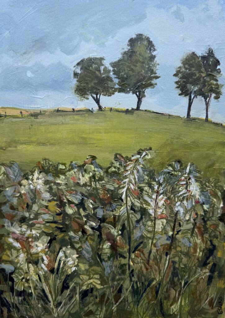 Hedgerow and Trees - Medium : Mixed media on board Image size : 21cm x 30cm Unframed Frame - thin white frame    